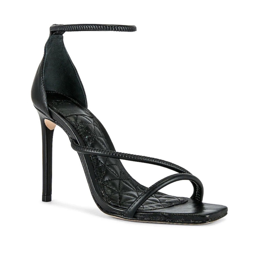 NWT SCHUTZ Gaiah Leather Strappy Heels Sandals Shoes Quilted Design Black Size 6 - Picture 1 of 15